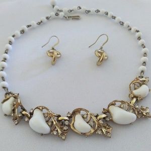 Vintage White and Gold leaf Choker